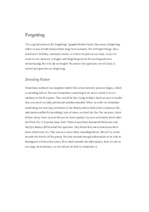 Causes of Forgetting Encoding Failure