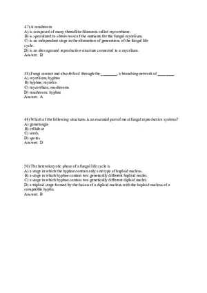 The Evolution of Plant and Fungal Diversity Answer Key 47-71 + Bonus