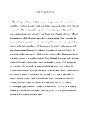 Marriot Corporation Case