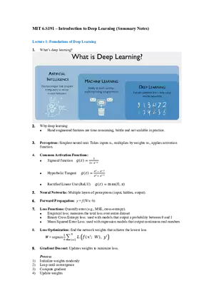 Introduction to Deep Learning - Lecture 1