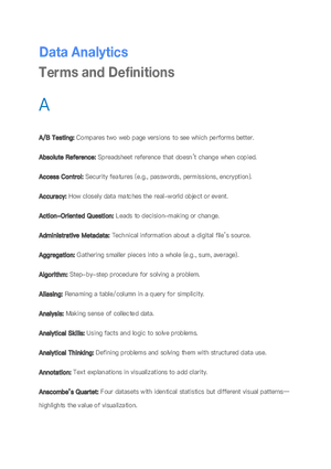Data Analytics Terms