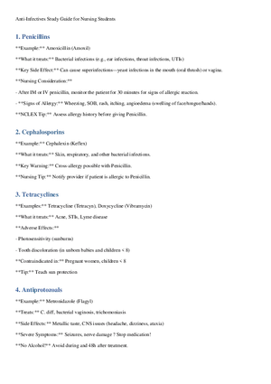 Anti-Infectives Study Guide