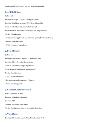 Cardiovascular Medications