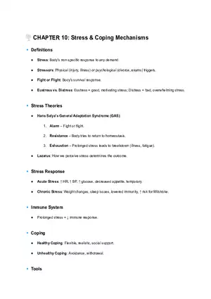 CHAPTER 10: Stress & Coping Mechanisms