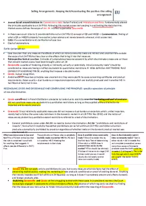 Summary - Selling Arrangements
