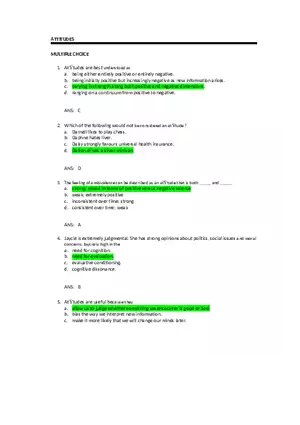 Attitudes - Social Test Bank 2 Part 1