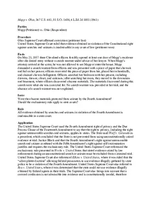 Case Brief Mapp v Ohio
