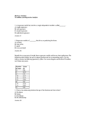 Trendlines and Regression Analysis Questions with Answers