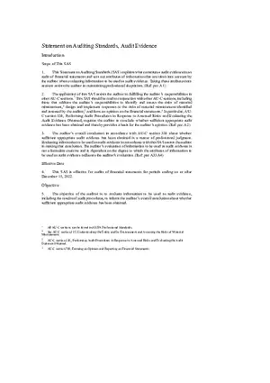 Statement on Auditing Standards, Audit Evidence (Study Guide Part 1)