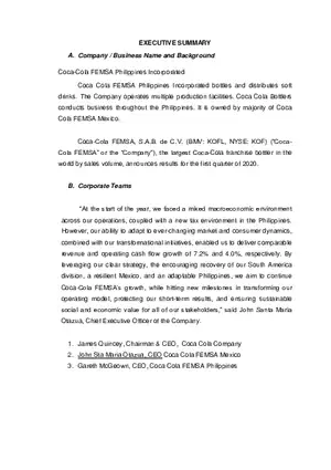 Coca Cola Corporate Strategic Plan