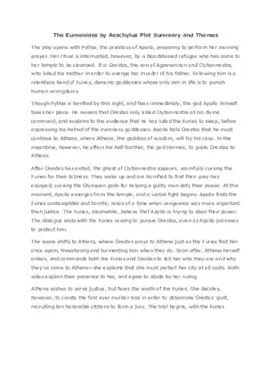 The Eumenides by Aeschylus Plot Summary and Themes
