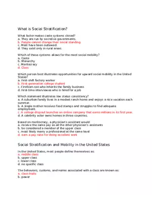 What is Social Stratification Section Quiz
