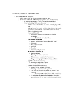 Out of Home, Exhibitive, and Supplementary Media Lecture Notes