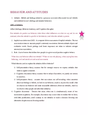 Behavior and Attitudes Notes