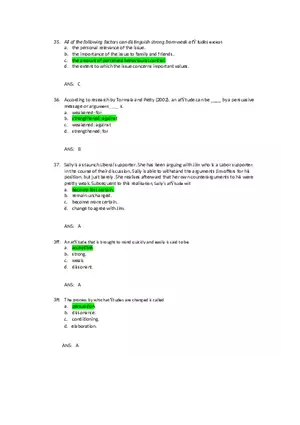 Attitudes - Social Test Bank 2 Part 2