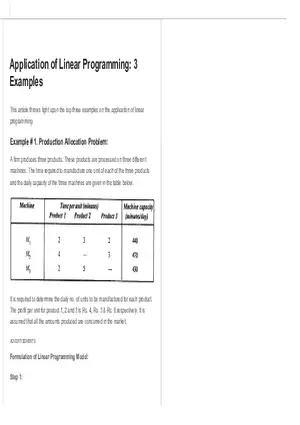 Application of Linear Programming 3 Examples