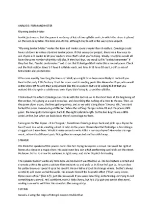 Analysis - Form and Meter Summary