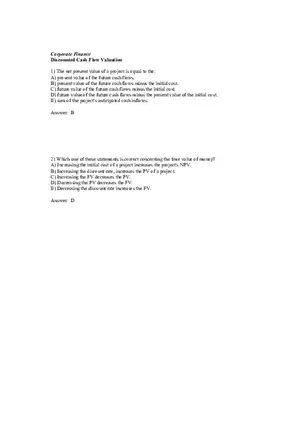 Corporate Finance Discounted Cash Flow Valuation Answer Key 1