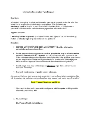 Informative Presentation Topic Proposal