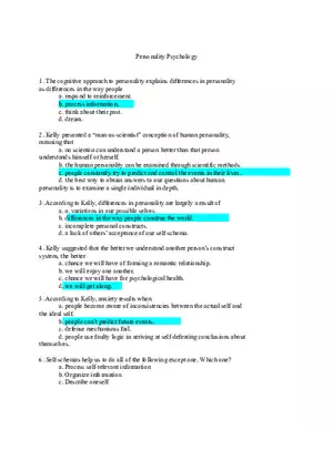 Personalilty Psychology Quiz 4 Answer Key