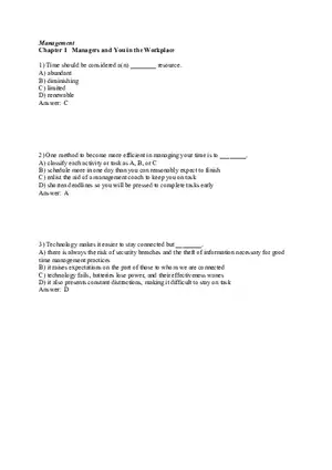 Managers and You in the Workplace Answer Key Part 1