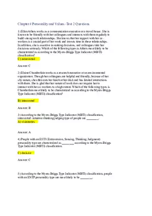 Personality and Values Answers Chapter 4-8