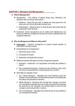 Introduction to Management Notes First Chapter