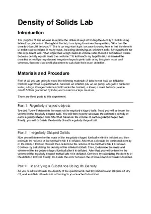 Density of Solids (Lab Report)