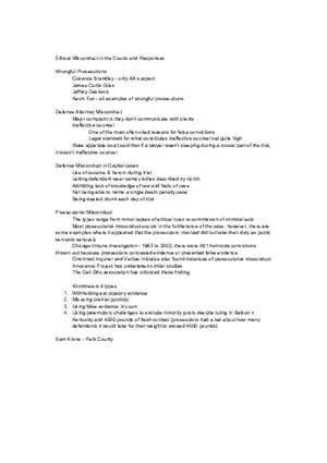 Ethical Misconduct in the Courts and Responses Notes