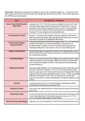 G. Period 3 1754-1800 Vocabulary