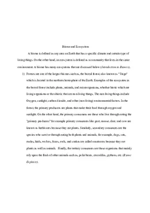 Biome and Ecosystem Essay
