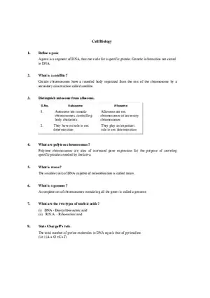 Biology Chapter 2 Cell Biology Questions and Answers