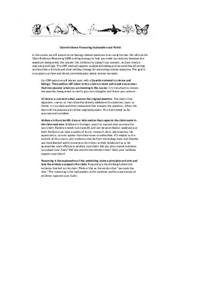 Claim-Evidence-Reasoning Explanation and Rubric (Assignment)