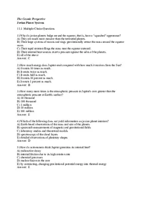 The Cosmic Perspective - Jovian Planet Systems Quiz Part 1