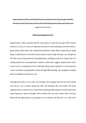 Impressionism is Often Considered the First, True, Modern Art Style