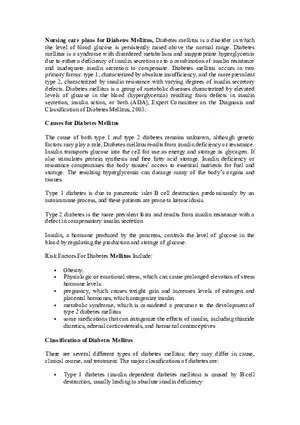 Nursing Care Plans for Diabetes Mellitus
