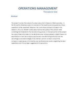 Operations Management - The Case Of Nike