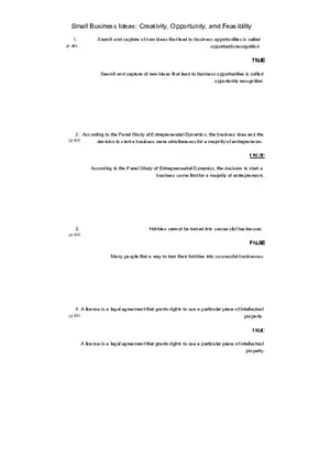 Small Business Its Opportunities and Rewards (Answer Key) Part 7