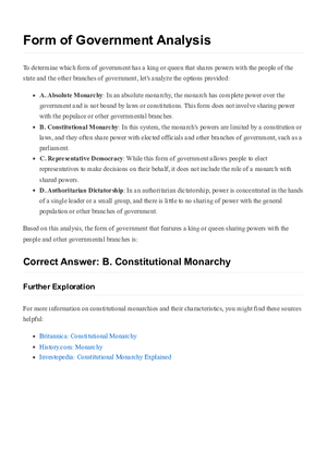 Form of Government Analysis