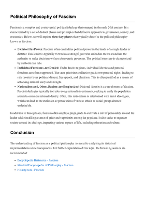 Political Philosophy of Fascism
