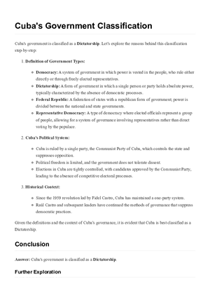 Cuba's Government Classification