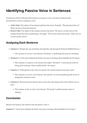 Identifying Passive Voice in Sentences