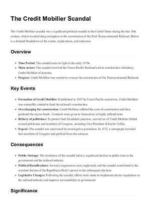 The Credit Mobilier Scandal