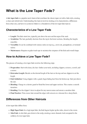 What is the Low Taper Fade?
