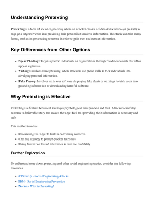 Understanding Pretexting