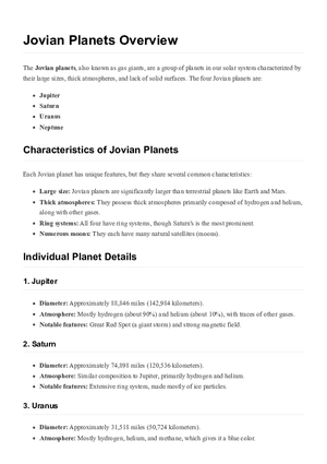 Jovian Planets Overview