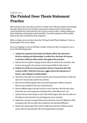 The Painted Door Thesis Statement Practice