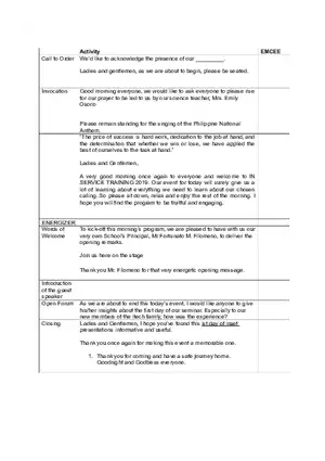 Masters of Ceremony Sample Script