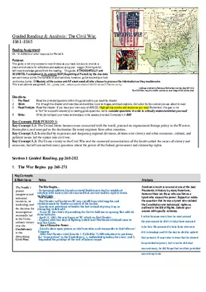 Guided Reading and Analysis The Civil War 1861-1865