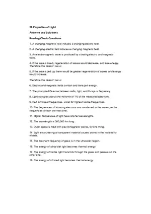 Properties of Light Solutions Lecture Notes